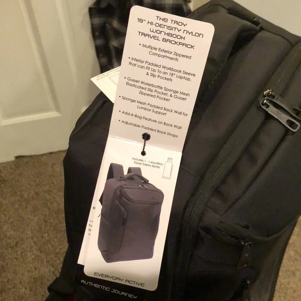 Jack Abrahams The Troy 19” hi-density nylon workbook travel backpack in Black